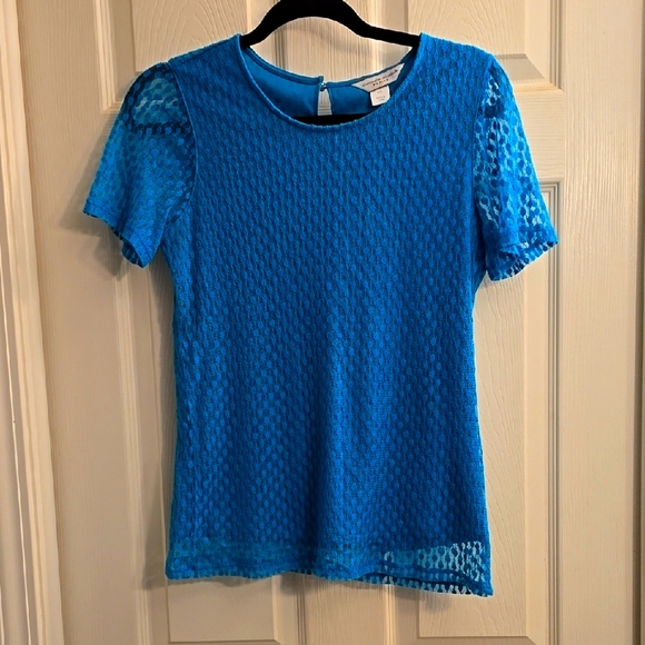 Christopher & Banks Tops - Christopher and Banks Blue Lace Short Sleeve Top, size PS